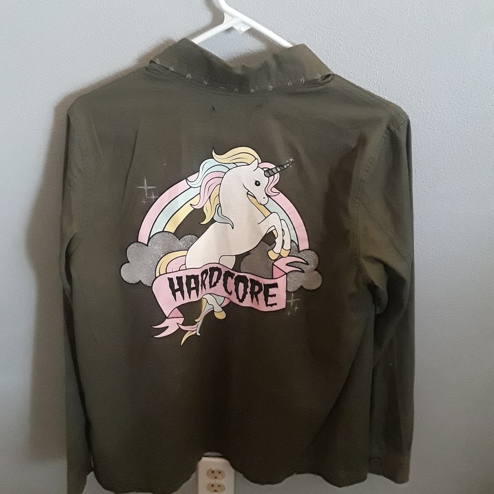 Hot Topic Hardcore Unicorn Military Jacket